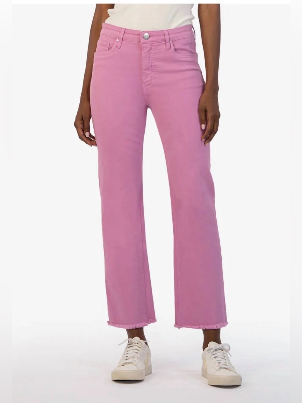 Kut from the Kloth Kelsey Fab Ab High Rise Ankle Flare Jeans - Pink - Size 4